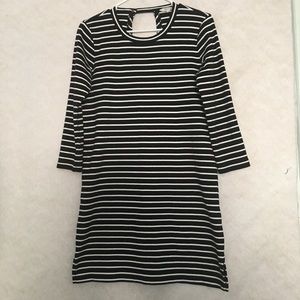 Madewell Black and White Striped Cotton Dress